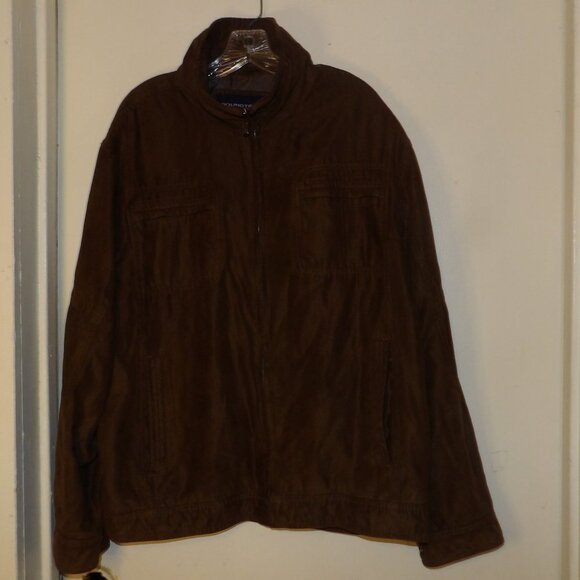 Roundtree & Yorke Brown Faux Vegan Suede Jacket Sz L